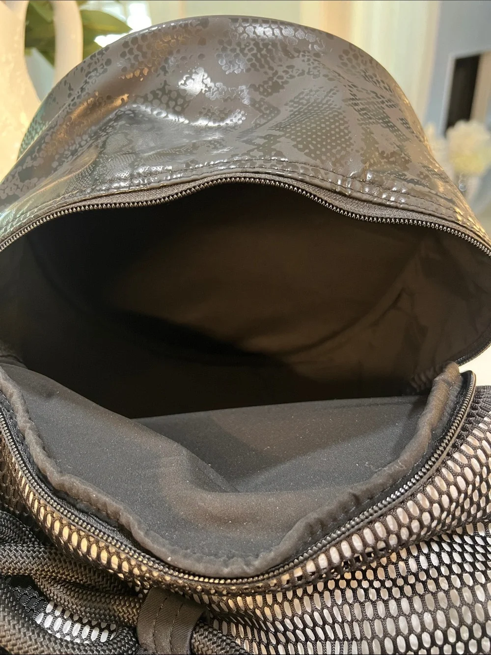 Adidas by Stella McCartney Black Mesh Drawstring Backpack Boxing Gymsack